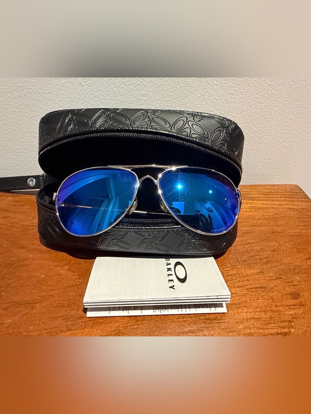 Oakley Feedback aviator sunglasses with rare blue Prizm lenses